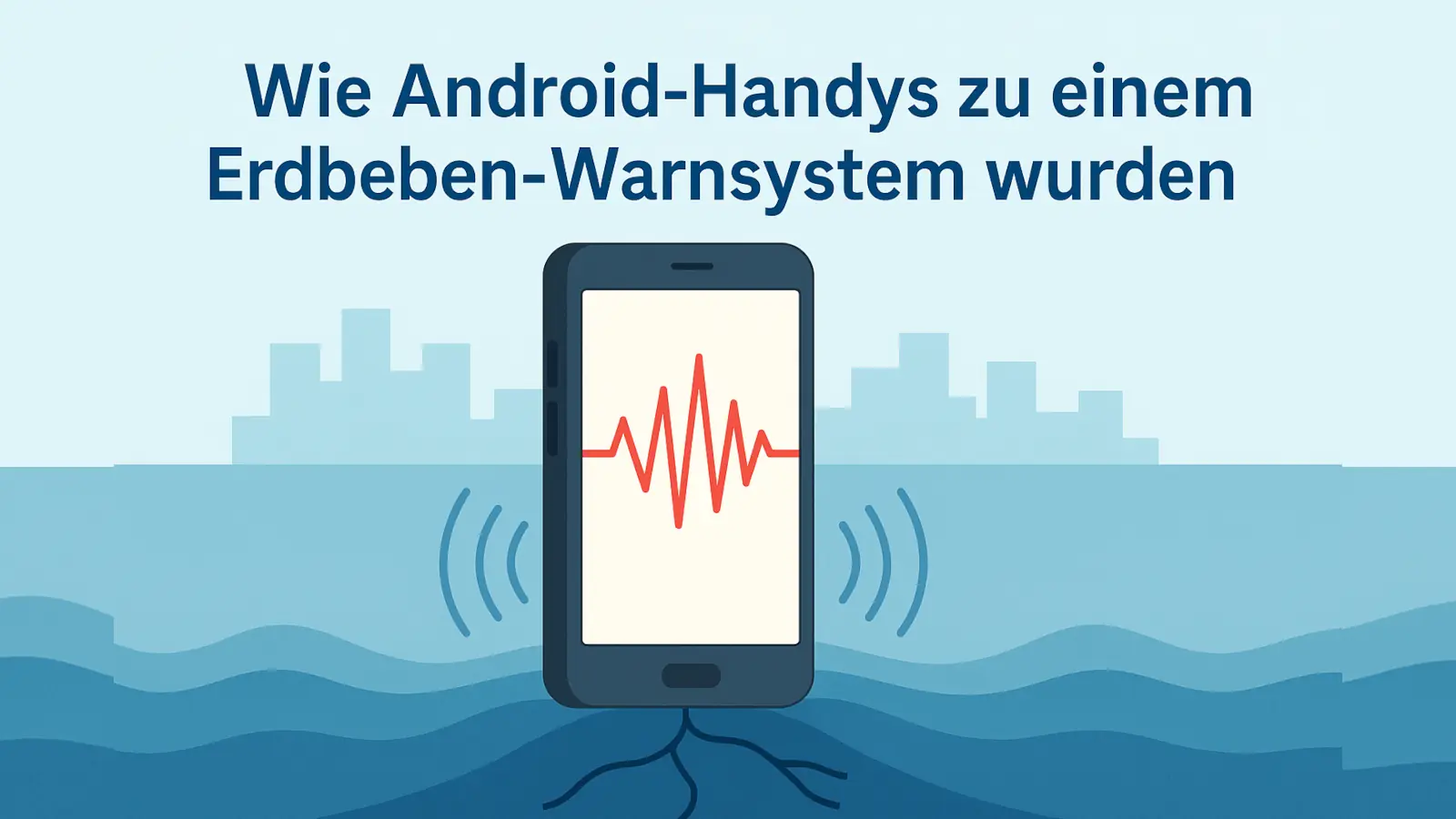 Smartphone mit seismischer Wellenanzeige als Symbol für das Android-Erdbeben-Warnsystem