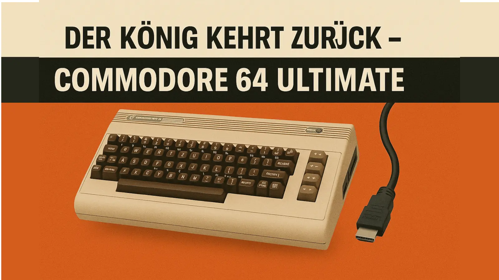 Der Commodore 64 Ultimate mit HDMI-Kabel – Retro-Computer kehrt 2025 zurück