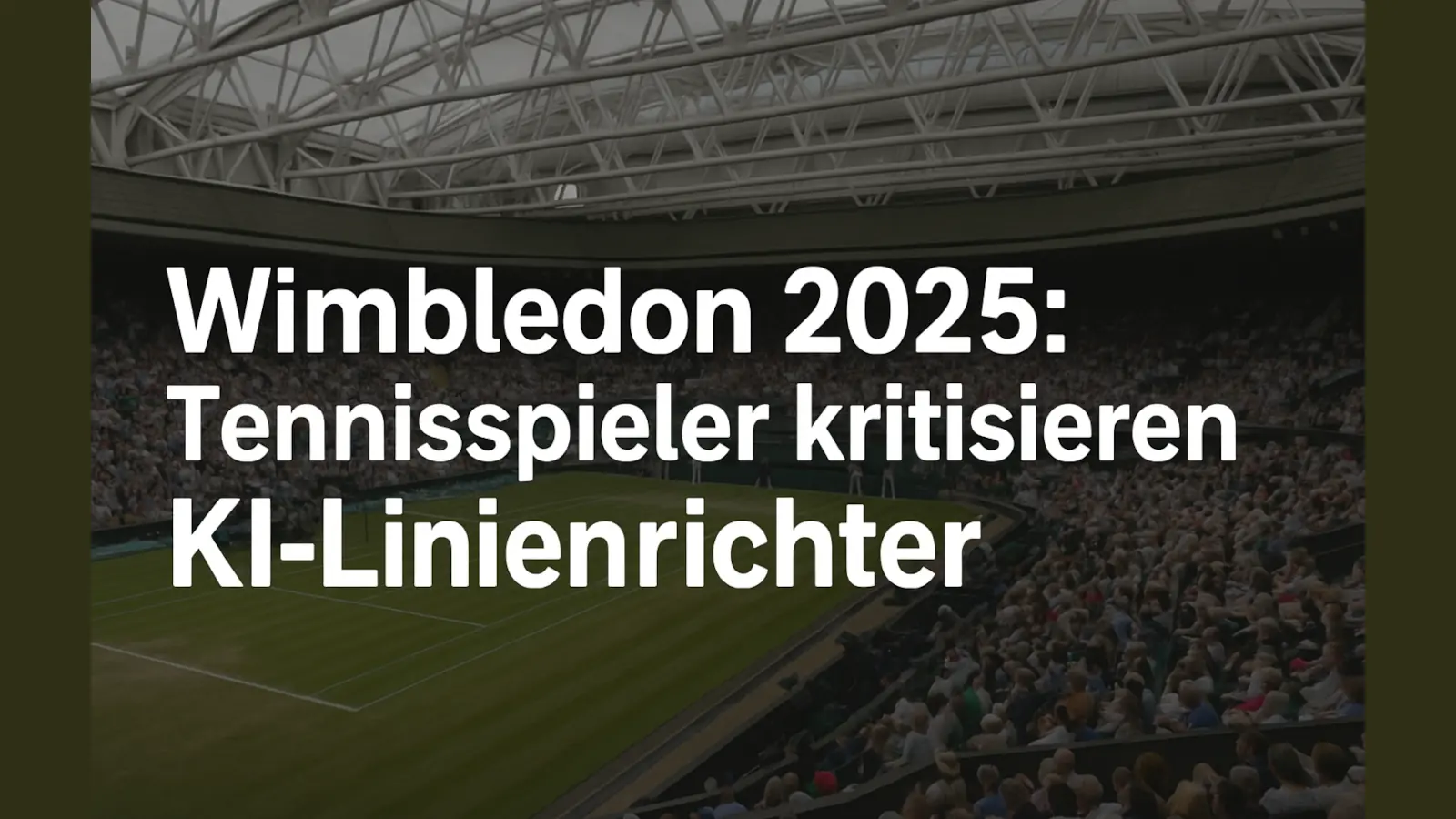 Futuristischer Wimbledon-Tennisplatz mit KI-gestütztem elektronischen Linienrufsystem und leuchtenden digitalen Markierungen